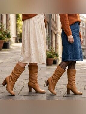 Vintage Tan Slouch Boots